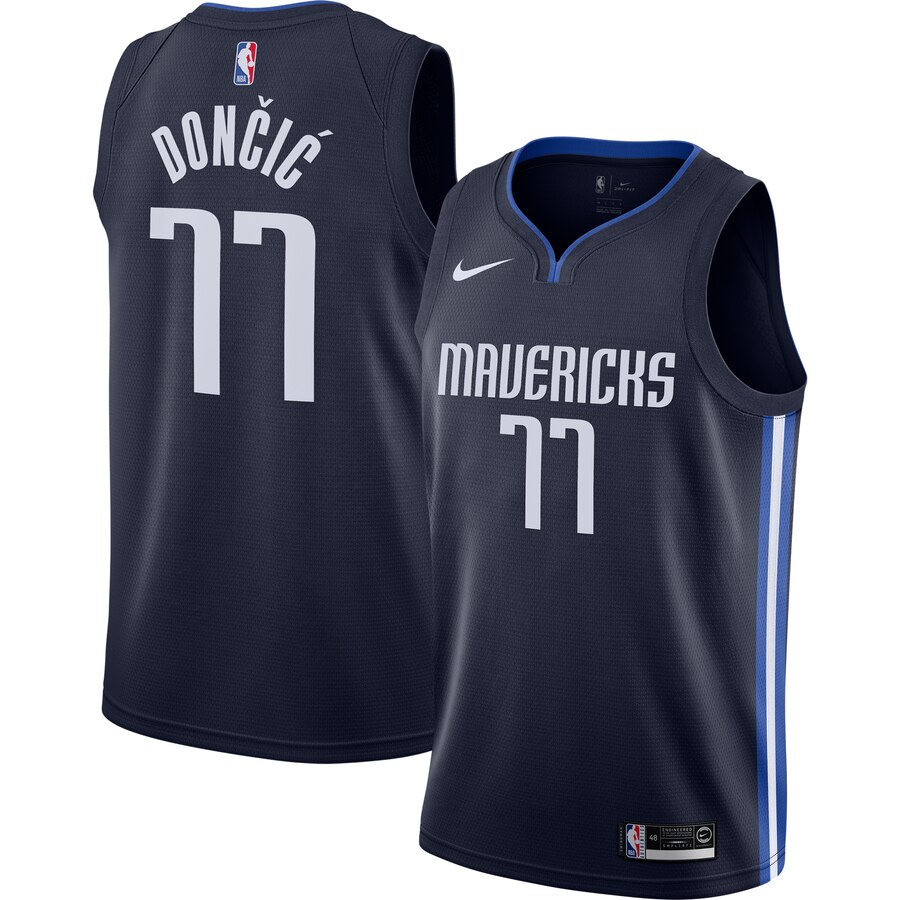 Men's Dallas Mavericks #77 Luka Doncic Navy NBA Statement Edition Stitched Jersey